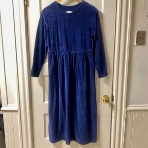 L.L. Bean Vintage Navy Blue Velvet Midi Dress Size 6P